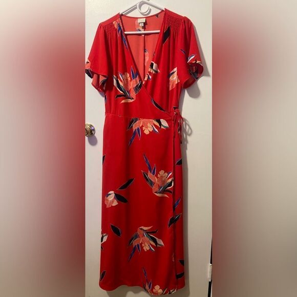 Floral Wrap Maxi Midi Dress w/ Pockets | a new day | M - Picture 3 of 7